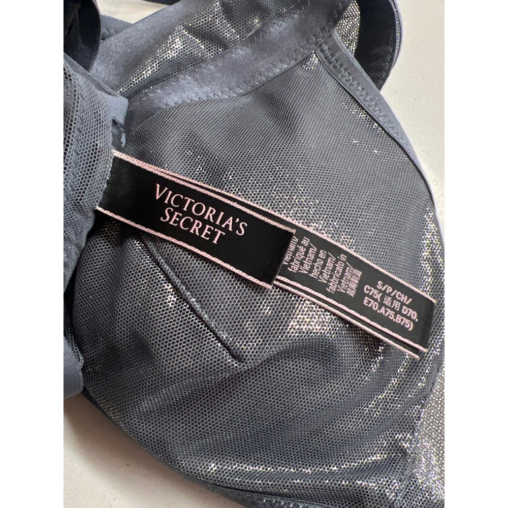 Victoria's Secret Grey Metallic Mesh Bralette Bra Size Small